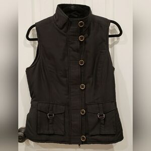 Sz Small Black Tribal Button-Front and Zipper Closure Lined Vest
